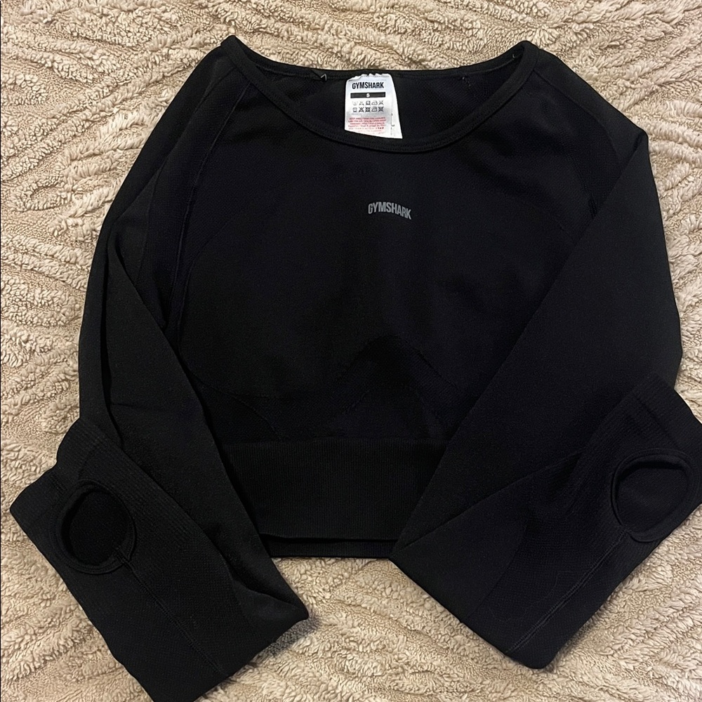 Gymshark Women's Black Long Sleeve Crop Shirt